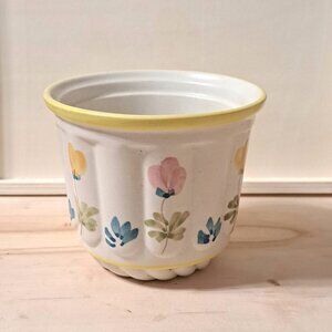 4" Hand Painted Glazed Ceramic Floral Planter